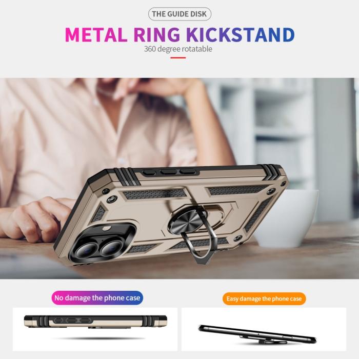 Bild 2, iPhone 16 Skal Shockproof Hybrid Ring Guld