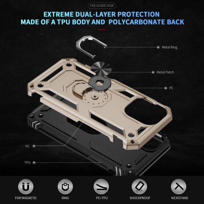 Bild 5, iPhone 16 Skal Shockproof Hybrid Ring Guld