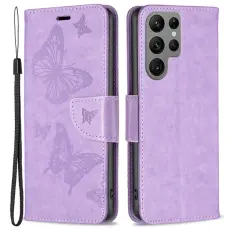 Samsung Galaxy S23 Ultra Fodral Tryckta Fj&auml;rilar Lila