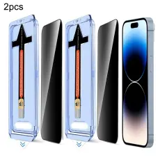 iPhone 14 Pro 2-PACK Sk&auml;rmskydd H&auml;rdat Glas Privacy