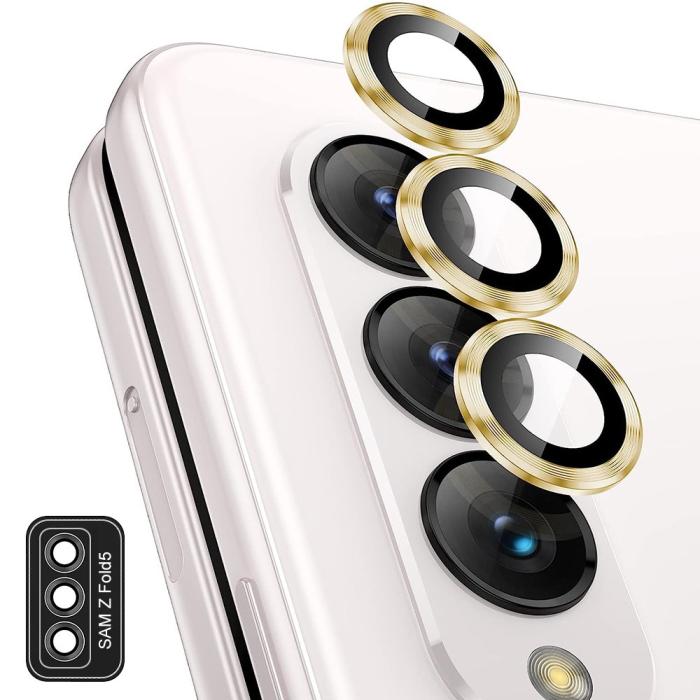 Bild 1, ENKAY Galaxy Z Fold 5 Linsskydd Aluminium Härdat Glas Guld