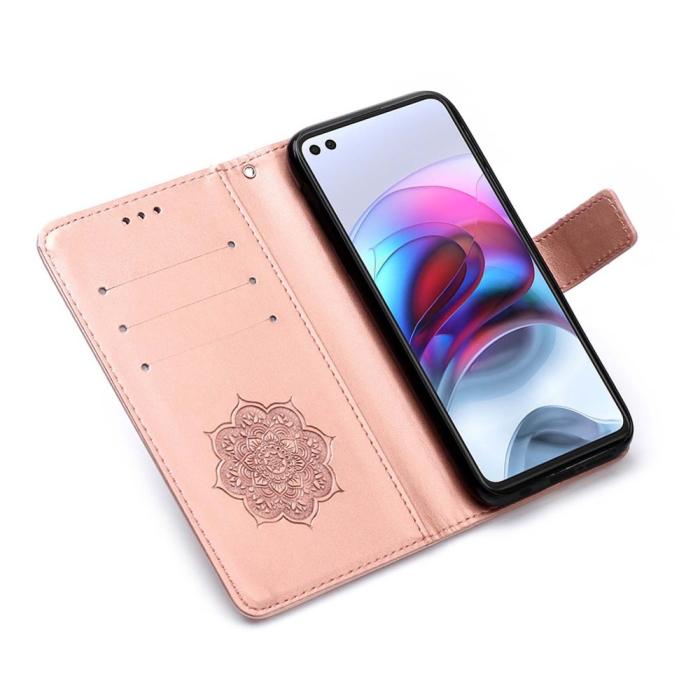 Bild 6, Motorola Moto G100 Fodral Läder Dream Catcher Roséguld