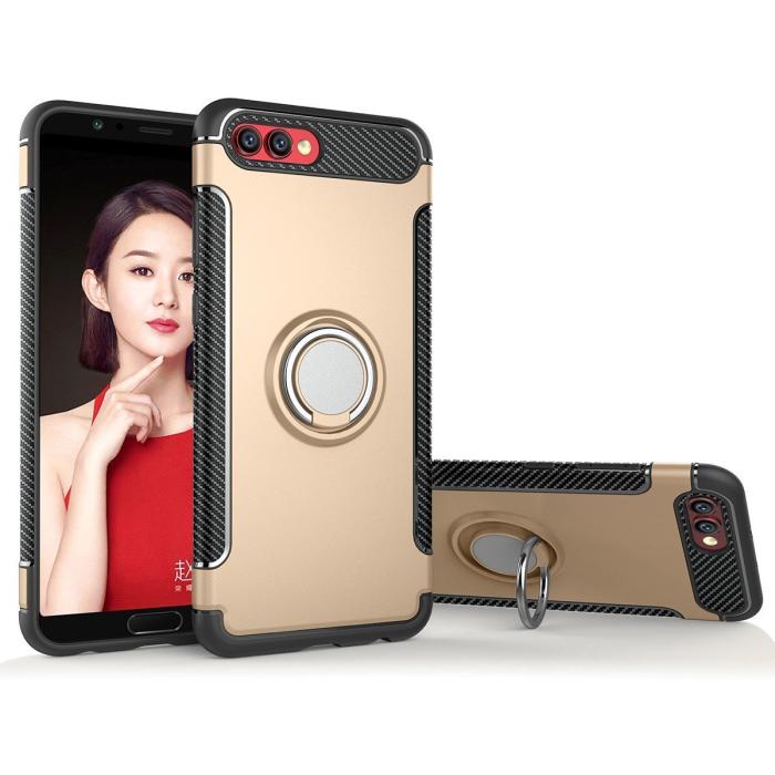 Bild 1, Huawei Honor 10 - Armour Ring Skal - Guld