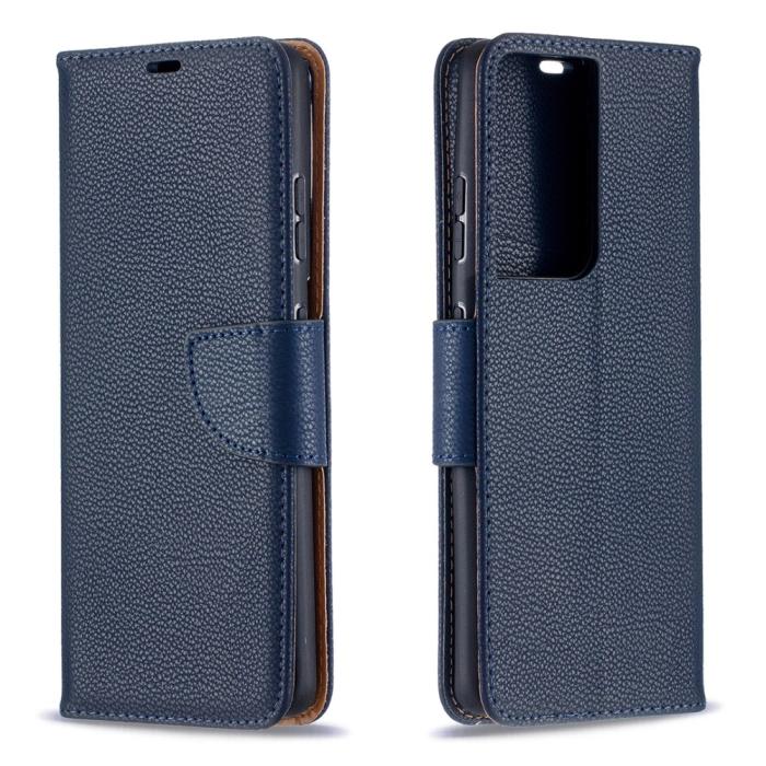 Bild 2, Samsung Galaxy S21 Ultra - Litchi Shark Fodral - Mörk Blå