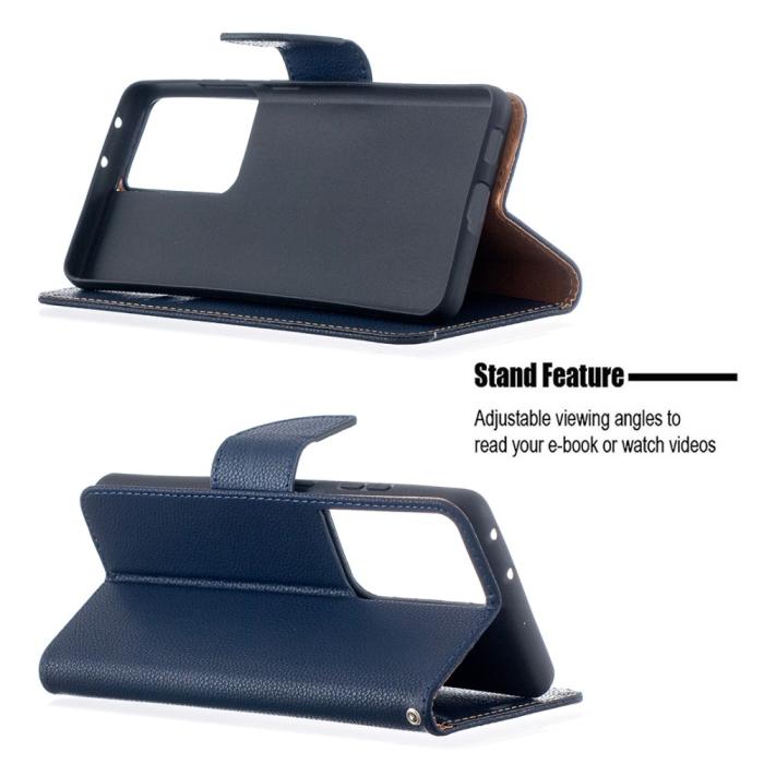 Bild 5, Samsung Galaxy S21 Ultra - Litchi Shark Fodral - Mörk Blå