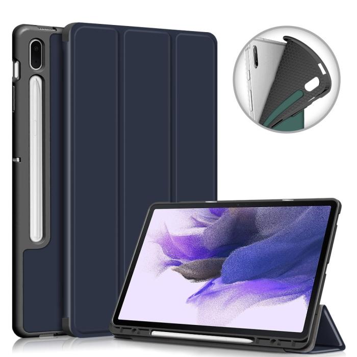 Bild 1, Galaxy Tab S7 FE/S7 Plus/S8 Plus Tri-Fold Fodral Med Pennhållare Mörk Blå
