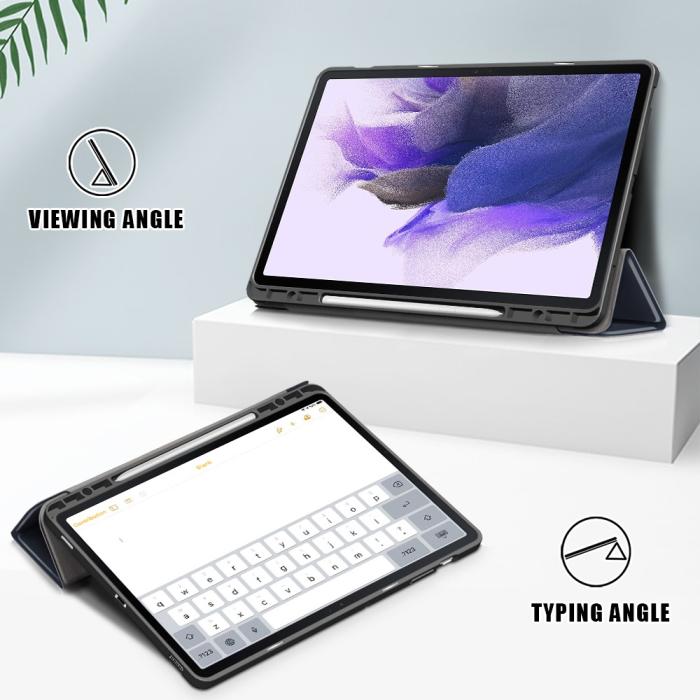 Bild 2, Galaxy Tab S7 FE/S7 Plus/S8 Plus Tri-Fold Fodral Med Pennhållare Mörk Blå