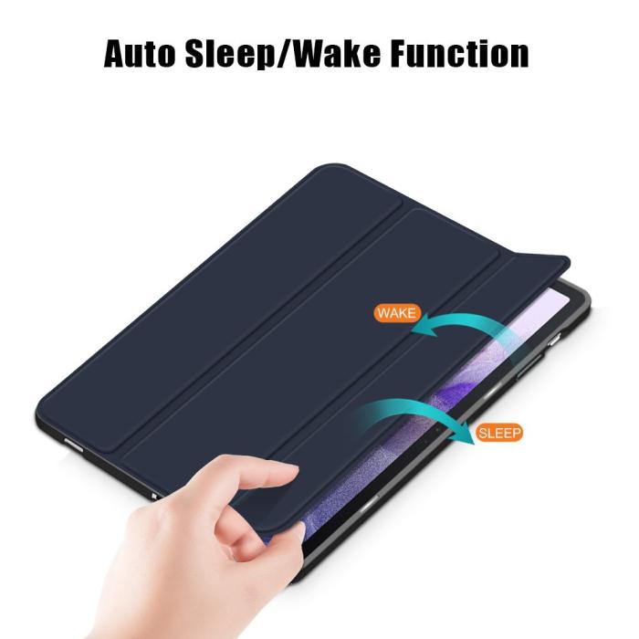 Bild 3, Galaxy Tab S7 FE/S7 Plus/S8 Plus Tri-Fold Fodral Med Pennhållare Mörk Blå