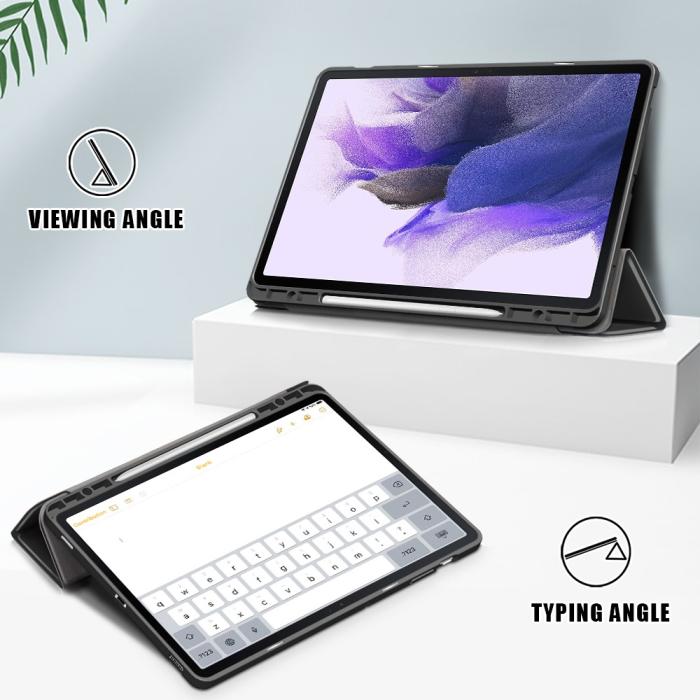 Bild 2, Galaxy Tab S7 FE/S7 Plus/S8 Plus Tri-Fold Fodral Med Pennhållare Svart