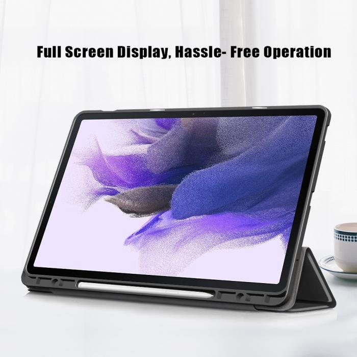 Bild 5, Galaxy Tab S7 FE/S7 Plus/S8 Plus Tri-Fold Fodral Med Pennhållare Svart