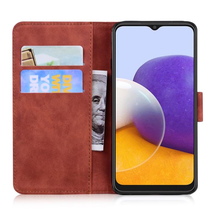 Bild 4, Samsung Galaxy A22 5G - Solid Läder Fodral - Brun