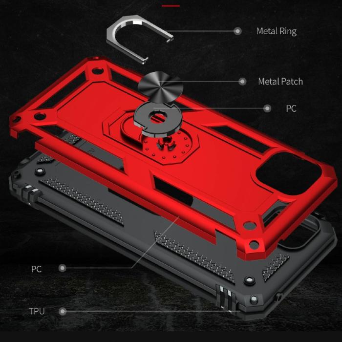 Bild 3, Samsung Galaxy A22 5G - Armor Hybrid Ring Skal - Röd