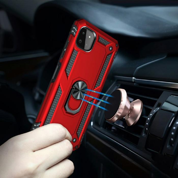 Bild 4, Samsung Galaxy A22 5G - Armor Hybrid Ring Skal - Röd
