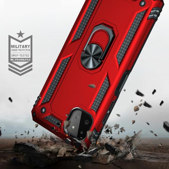 Bild 5, Samsung Galaxy A22 5G - Armor Hybrid Ring Skal - Röd
