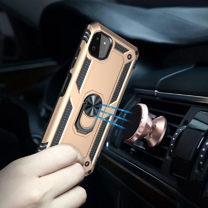 Bild 4, Samsung Galaxy A22 5G - Armor Hybrid Ring Skal - Guld