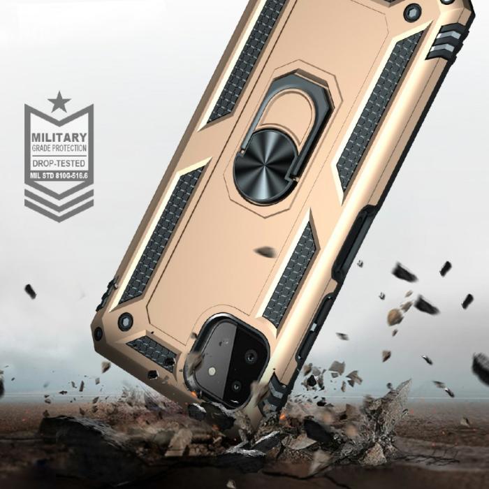 Bild 5, Samsung Galaxy A22 5G - Armor Hybrid Ring Skal - Guld