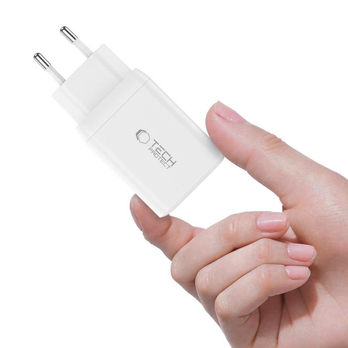 Bild 5, Tech-Protect 45W PD 2x USB-C Väggladdare Vit