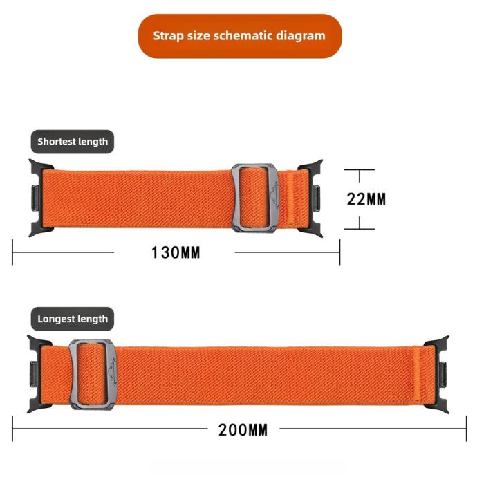 Bild 4, Galaxy Watch 8 46/44/40 mm Armband Justerbart Nylon Orange