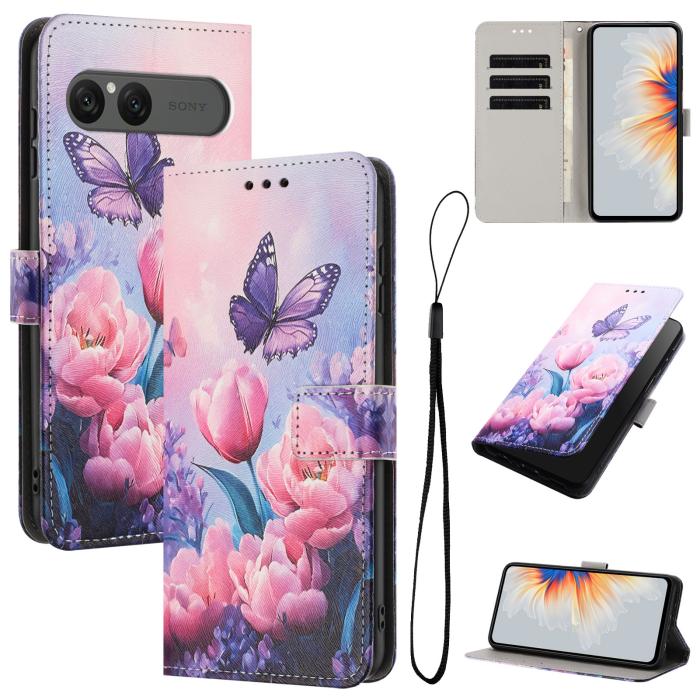 Bild 2, Sony Xperia 10 VII Fodral Med Tryck Rosa Blommor