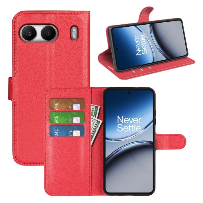 Bild 5, OnePlus Nord 4 Fodral Litchi Läder Röd