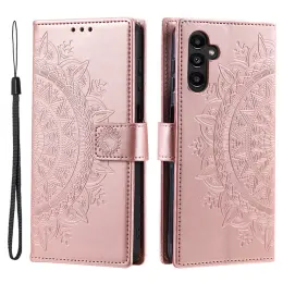 Samsung Galaxy S23 FE Fodral Mandala Läder Roséguld