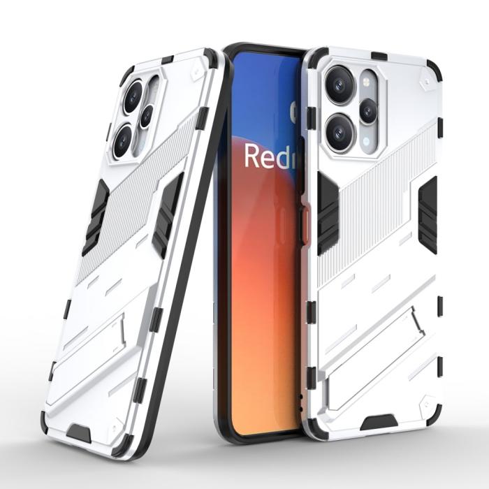 Bild 5, Xiaomi Redmi 12 5G/4G Skal Kickstand Hybrid Armor Vit