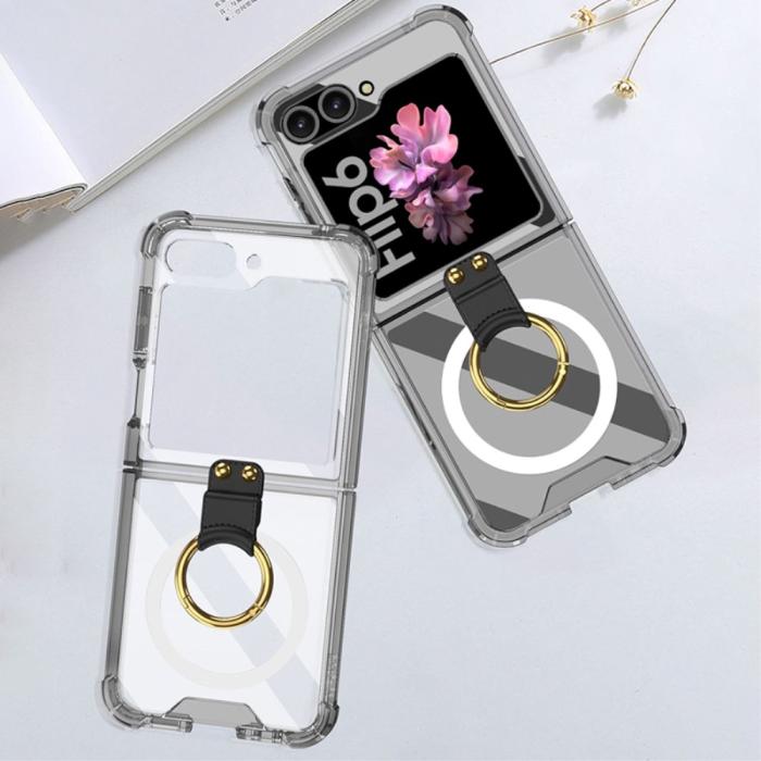 Bild 2, GKK Galaxy Z Flip 6 / 7 FE Skal Med Ringhållare MagSafe Tonad Svart