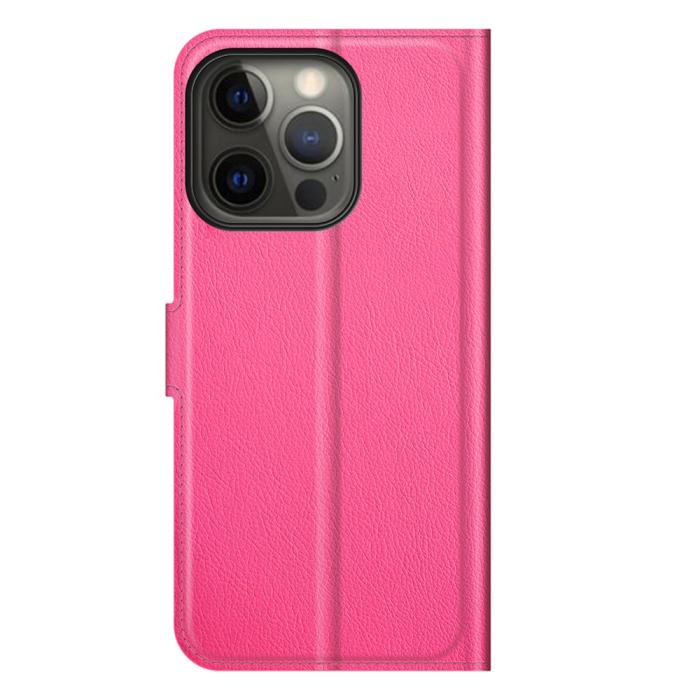 Bild 6, iPhone 13 Pro Fodral Litchi Läder Rosa