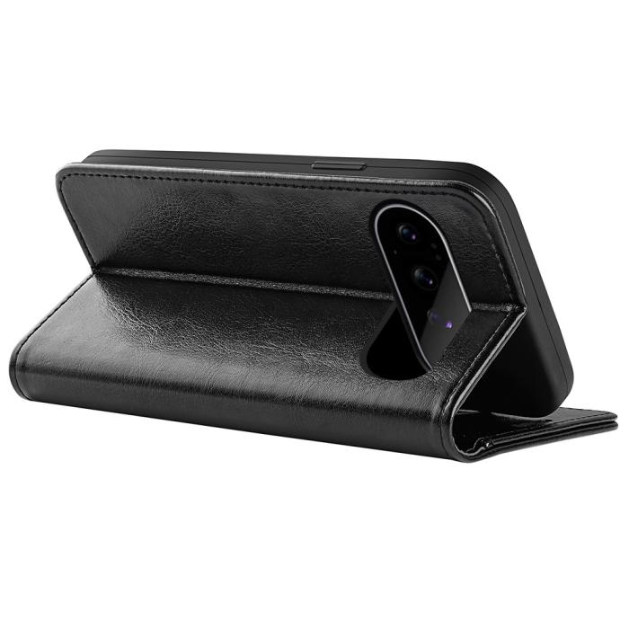Bild 4, Google Pixel 11/10 Fodral Crazy Horse Läder Svart