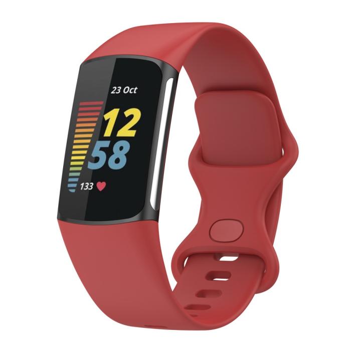 Bild 2, Fitbit Charge 6 / 5 Armband TPU (S) Röd