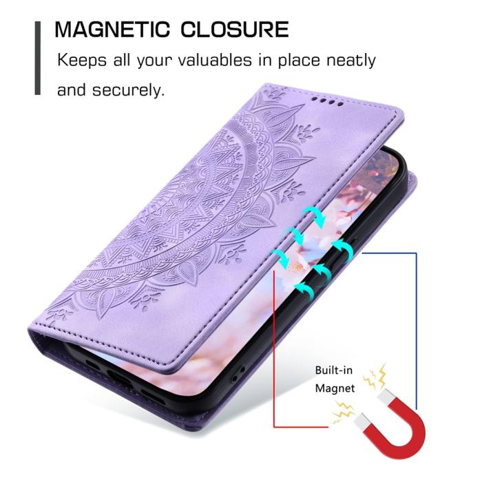 Bild 6, Honor X5c Plus Fodral Flip Mandala Läder Lila