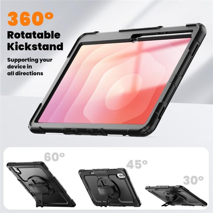 Bild 5, Galaxy Tab S11 Ultra Skal 360 Shockproof Hybrid Kickstand Svart