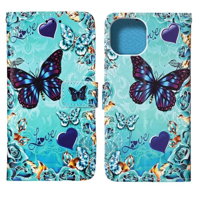 Bild 2, iPhone 14 Fodral Med Tryck Love Butterfly