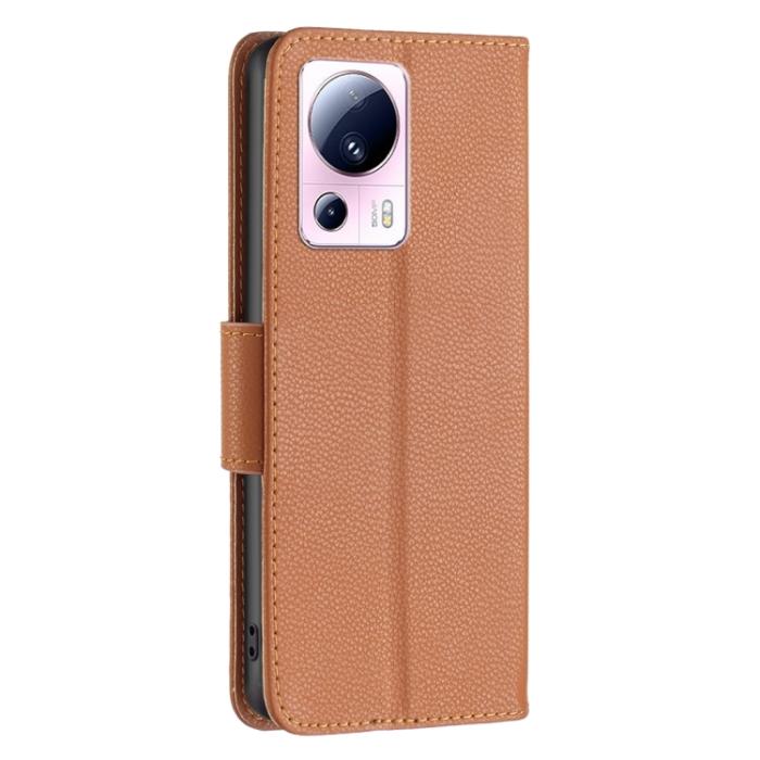 Bild 3, Xiaomi 13 Lite 5G Fodral Litchi Shark Läder Brun