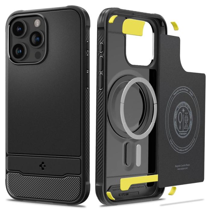 Bild 1, Spigen iPhone 15 Pro Skal MagSafe Mag Rugged Armor Matt Svart