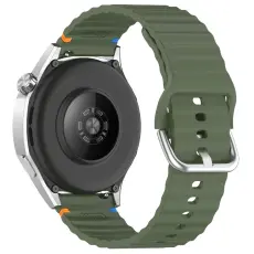 Klockarmband 20 mm Silikon Wave Design Milit&auml;r Gr&ouml;n