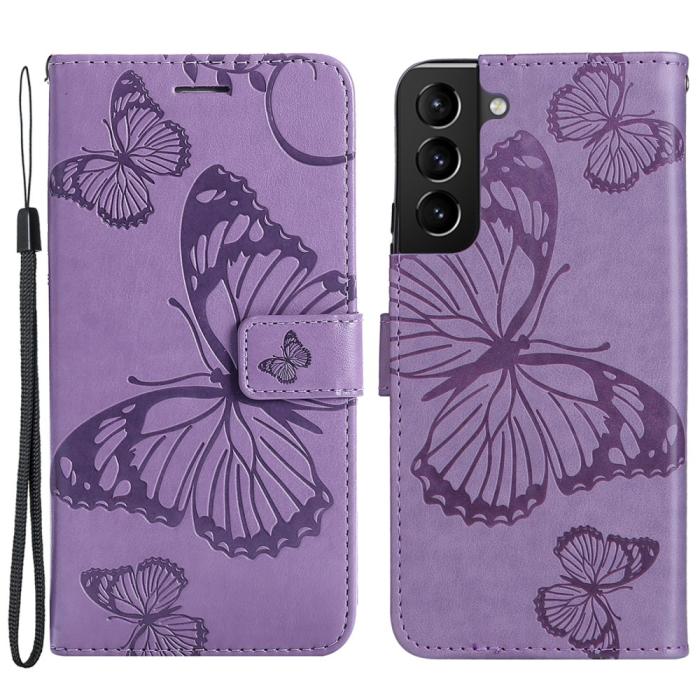 Bild 1, Samsung Galaxy S22 Plus Fodral Fjärilar Tryckt Läder Lila