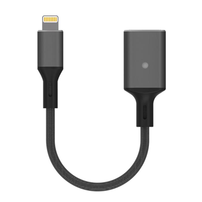 Bild 1, Lightning till USB-A Kabeladapter Mörk Grå
