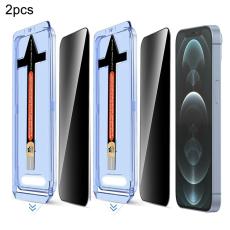 iPhone 12 Pro Max 2-PACK Sk&auml;rmskydd H&auml;rdat Glas Privacy