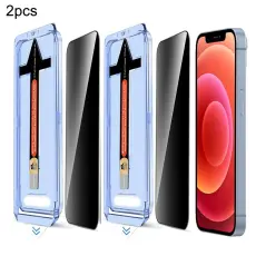 iPhone 12 / 12 Pro 2-PACK Sk&auml;rmskydd H&auml;rdat Glas Privacy