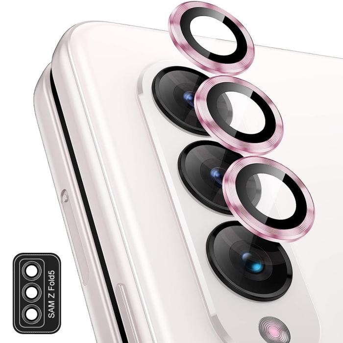 Bild 1, ENKAY Galaxy Z Fold 5 Linsskydd Aluminium Härdat Glas Rosa