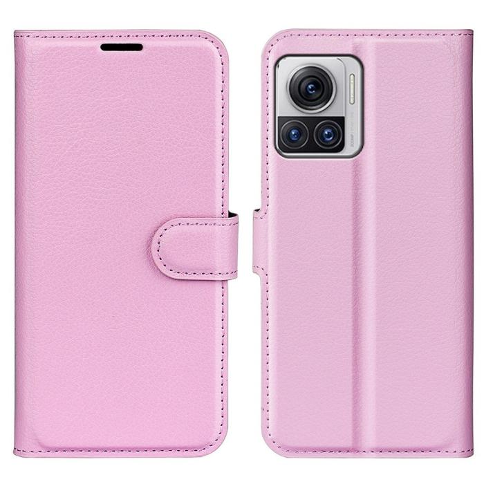 Bild 1, Motorola Edge 30 Ultra 5G Fodral Litchi Läder Ljus Rosa
