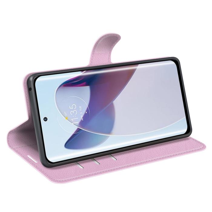Bild 3, Motorola Edge 30 Ultra 5G Fodral Litchi Läder Ljus Rosa
