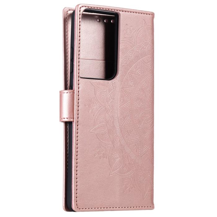 Bild 5, Samsung Galaxy S21 Ultra - Mandala Läder Fodral - Roséguld