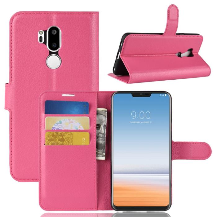 Bild 1, LG G7 ThinQ - Litchi Plånboksfodral - Rosa
