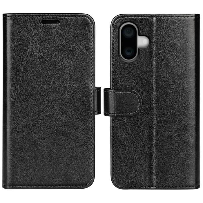 Bild 1, iPhone 16 Fodral Läder Crazy Horse Svart