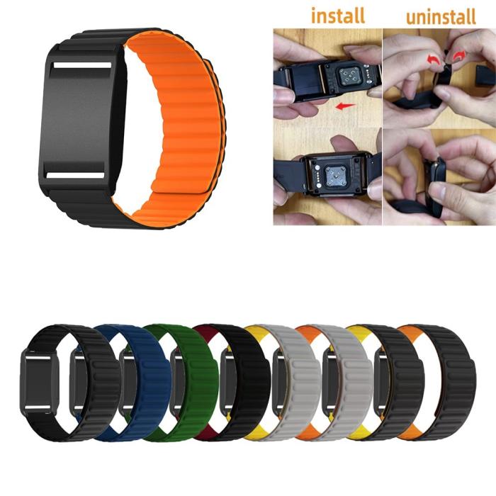 Bild 3, Polar Loop Klockarmband Silikon Magnetisk Loop Svart / Vinröd