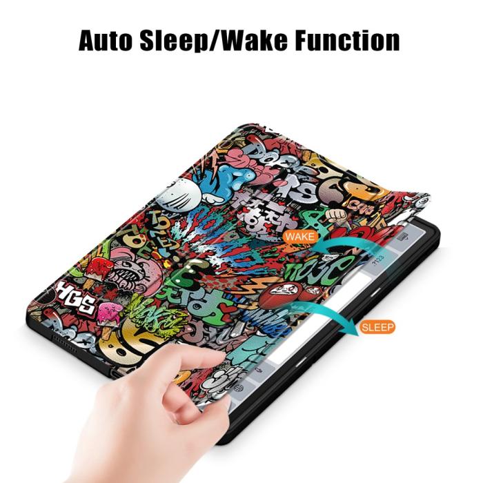 Bild 4, Lenovo Tab P12 Fodral Tri-Fold Läder Graffiti