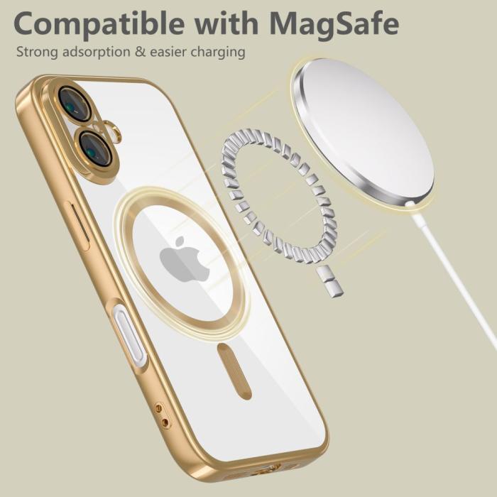 Bild 4, Tech-Protect iPhone 17e / 16e Skal MagSafe MagFlex Shiny Gold
