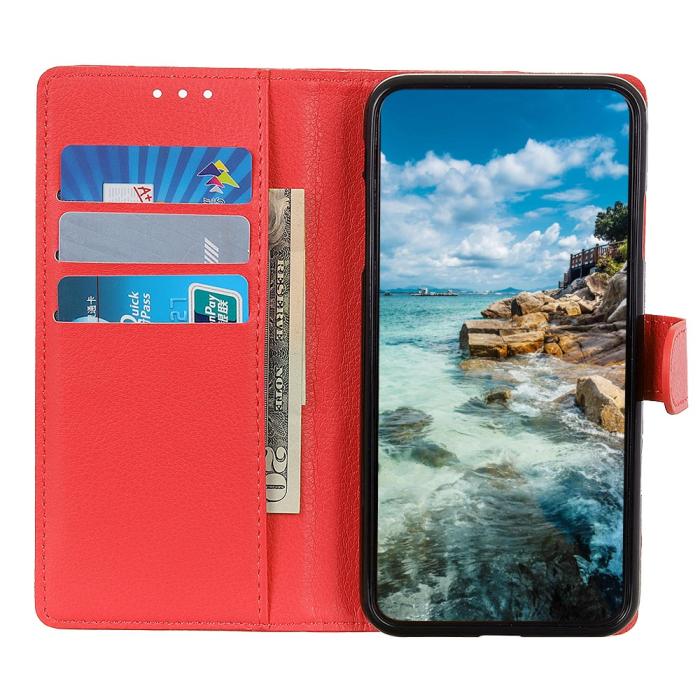 Bild 4, Nokia G10 / G20 Fodral Litchi Läder Röd